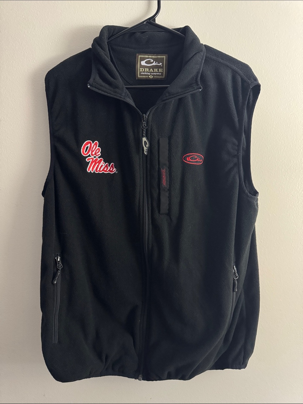 Men’s Drake Black Vest with Ole Miss Logo